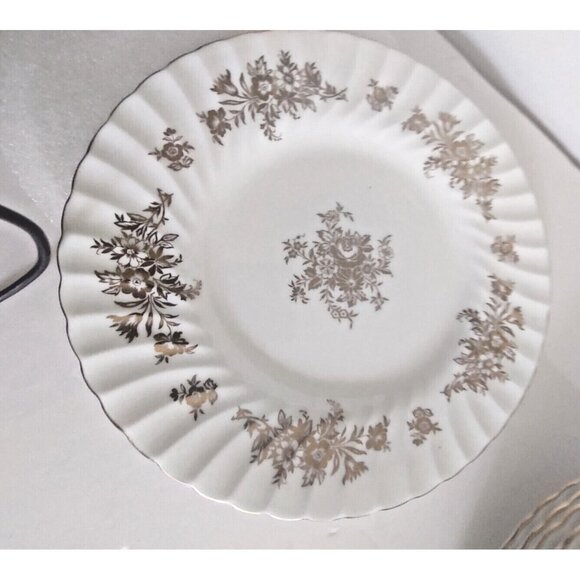 Minton Bone China 9 " Lunch Plates set of 7 Gold Gilded Marlow Pattern H-5017 - Picture 12 of 13